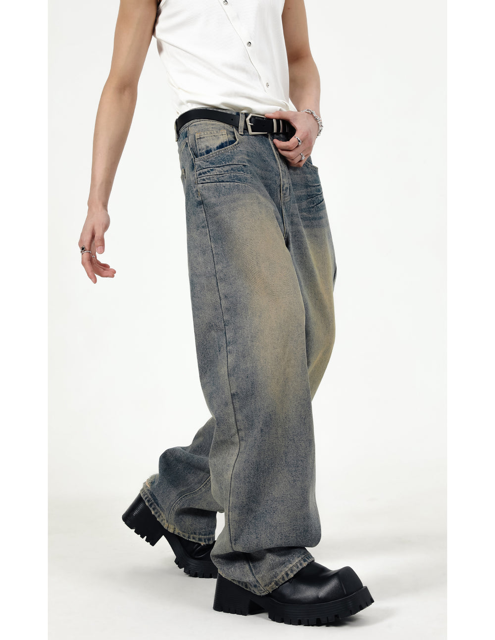 【24s Sep.】Retro Simple Padded Shoulder Denim Jacket Suit ArtsKoreanMan