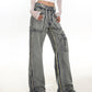【23s December.】Distressed Frayed Multi-pocket Baggy Jeans