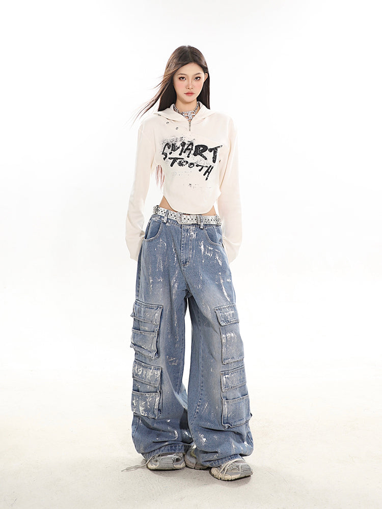 【24s February.】Spray-painted Multi-pocket Cargo Jeans ArtsKoreanMan