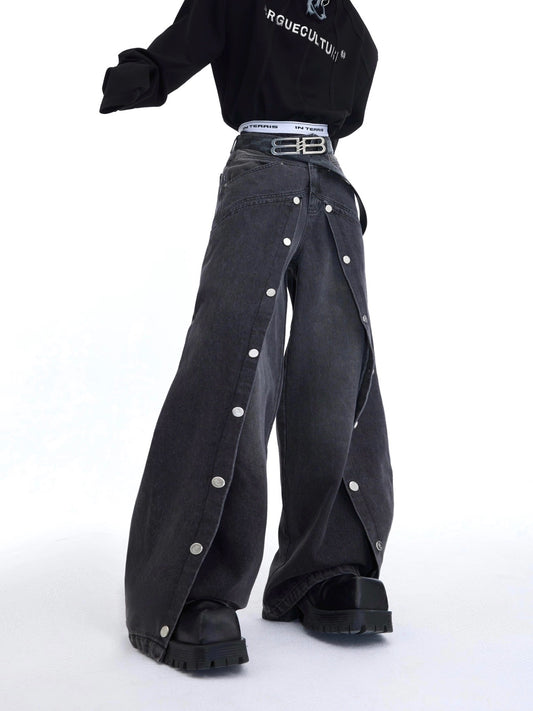 【24s March.】Retro Straight-leg Double-layer Design Jeans