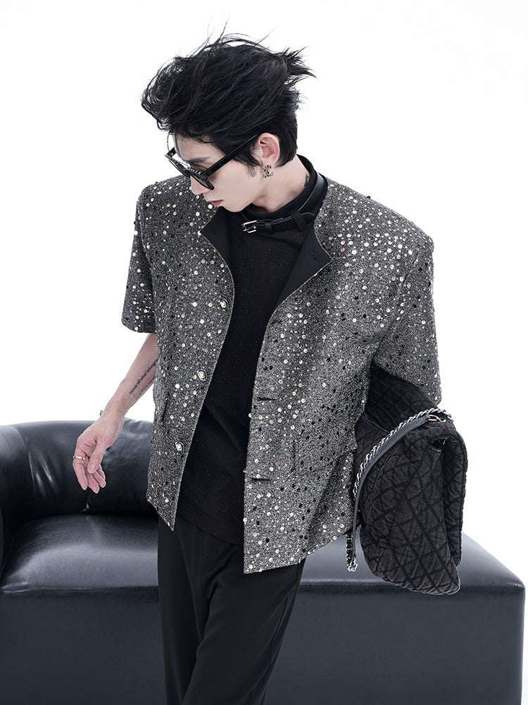 【24s Aug.】Chanel Style Sequined Short-sleeved Luxury Jacket