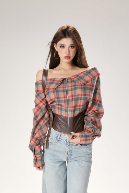 【24s Oct.】Trendy Plaid Long Sleeve Shirt TrendyStyle101