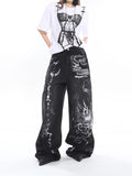 【24s April.】Hand-painted Distressed Graffiti Baggy Jeans ArtsKoreanMan