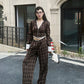 【24s Sep.】Retro Plaid Vest Waistcoat Casual Wide Leg Pants Set TrendyStyle101