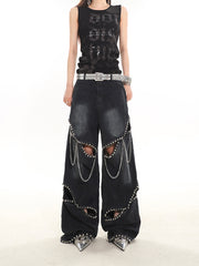 【24s February.】Metal Rivet Chain Cutout Jeans ArtsKoreanMan