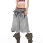 【24s Aug.】Niche High-end Graffiti Letter Denim Shorts