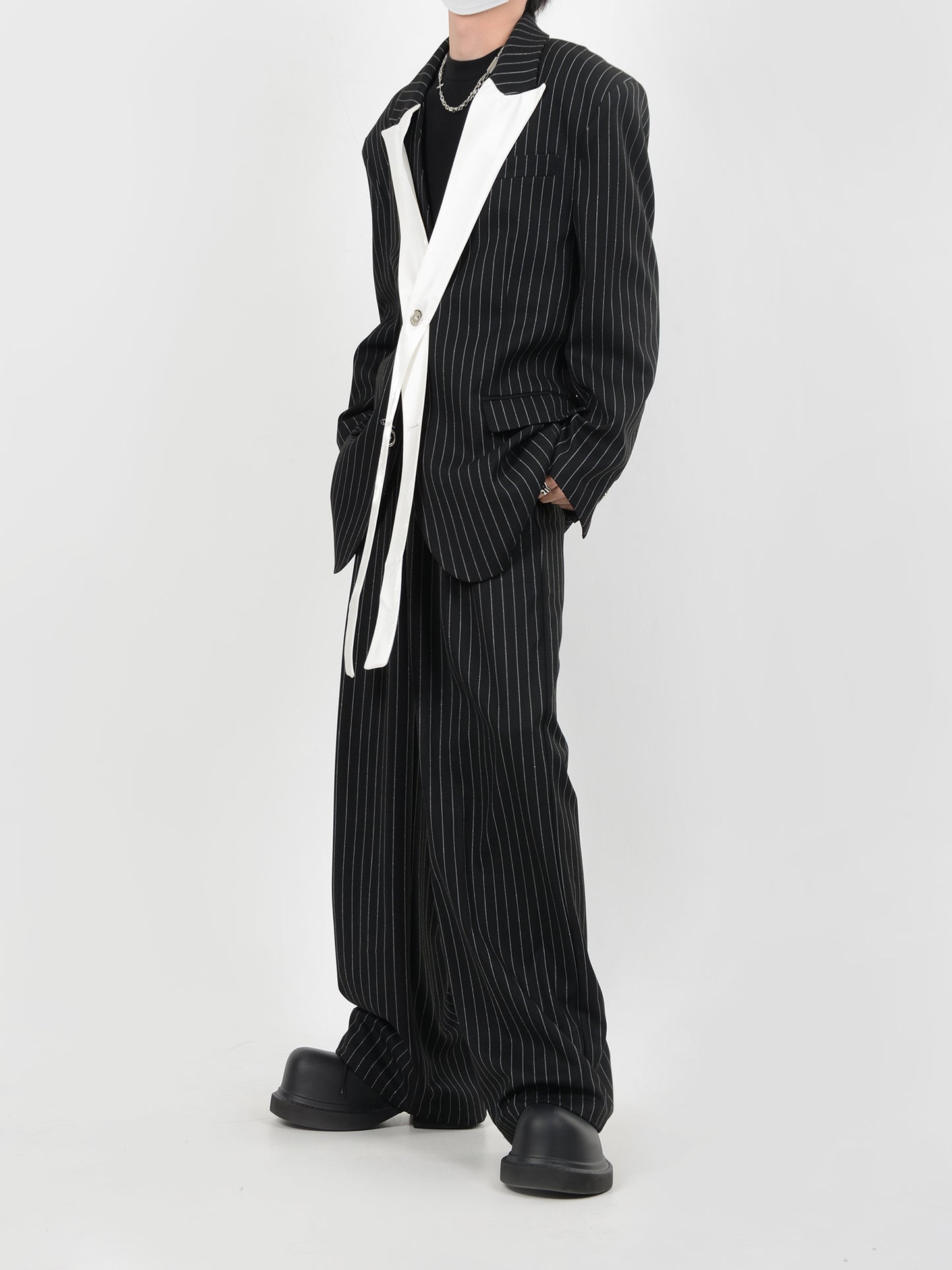 【23s November.】Deconstructed Striped Patchwork Suit