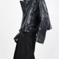 【24s January.】Deconstructed Diagonal Zipper Pu Leather Jacket