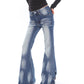 【25s Mar.】Washed Distressed Low-Rise Skinny Flare Jeans