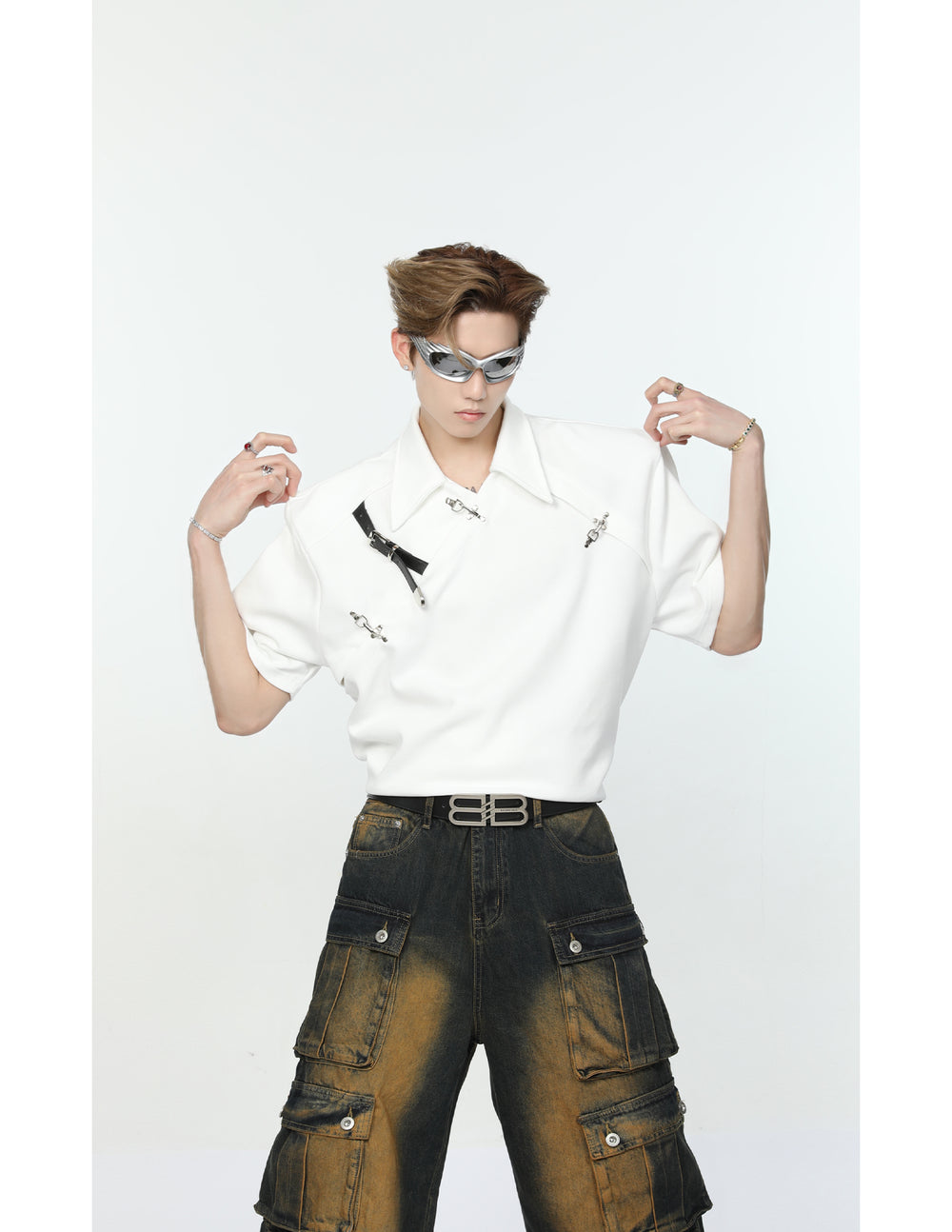 【24s May.】Metal Belt Design Lapel T-shirt ArtsKoreanMan