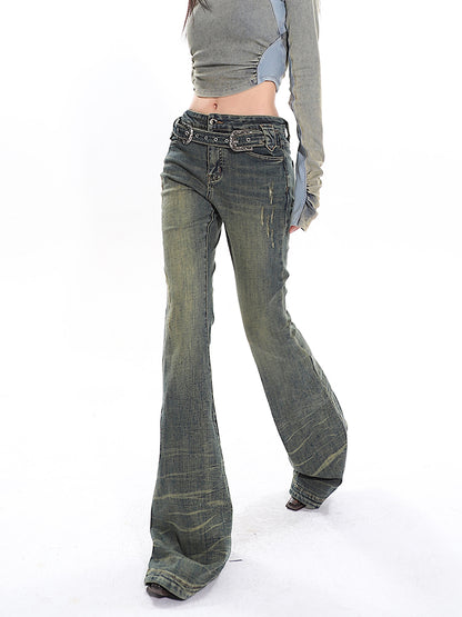 【24s March.】Washed Vintage Double Belt Jeans