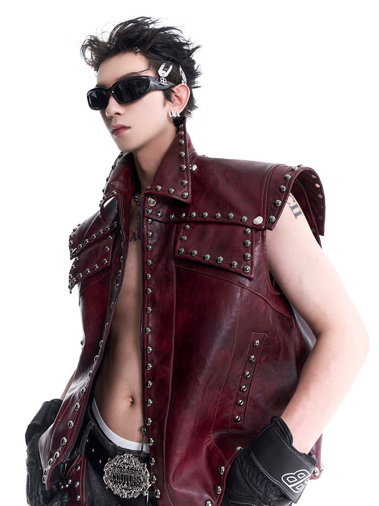 【24s Sep.】Studded Leather Vest ArtsKoreanMan