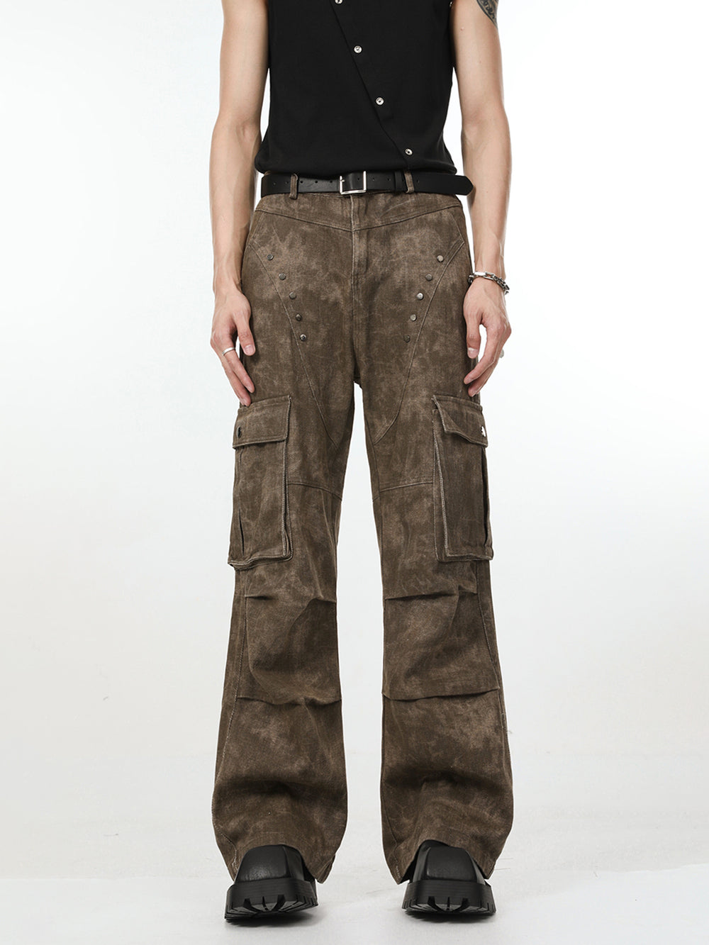 【24s Nov.】Pleated Rivet Vibe Pocket Cargo Jeans ArtsKoreanMan