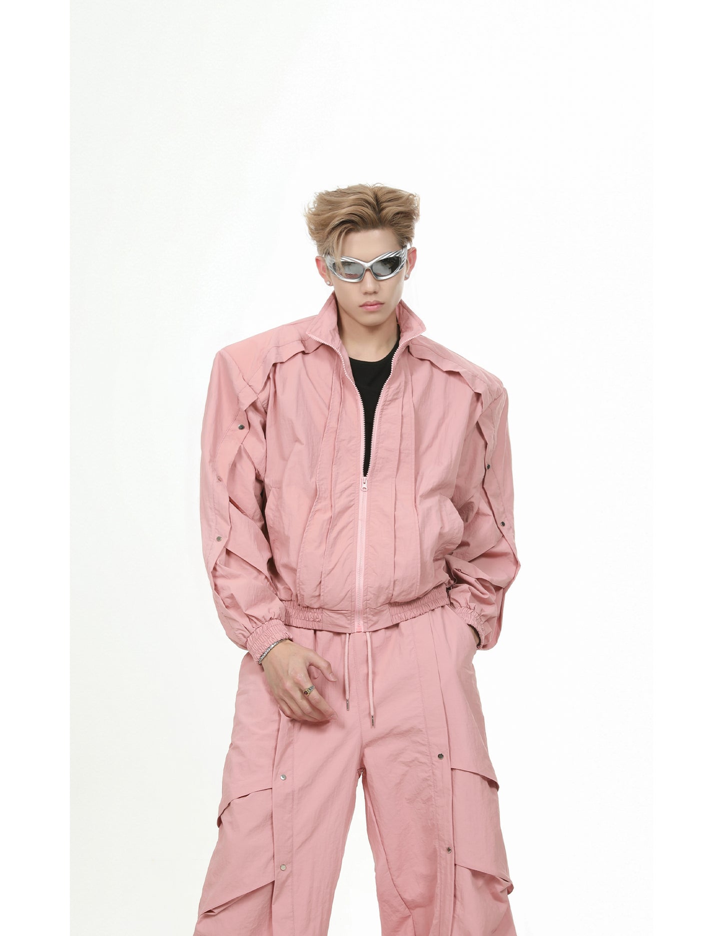 【24s June.】Deconstructed Pleated Jacket + Baggy Pants Set