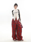 【23s December.】Christmas Red Plaid Casual Drawstring Sweatpants ArtsKoreanMan