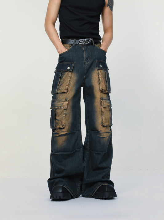 【25s Feb.】High Street Distressed Multi-pocket Jeans