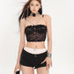 【24s May.】Hot Girl Sparkling Diamond Chain Lace Top