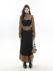 【23s December.】Black and Brown Patchwork Leather Hottie Dress ArtsKoreanMan