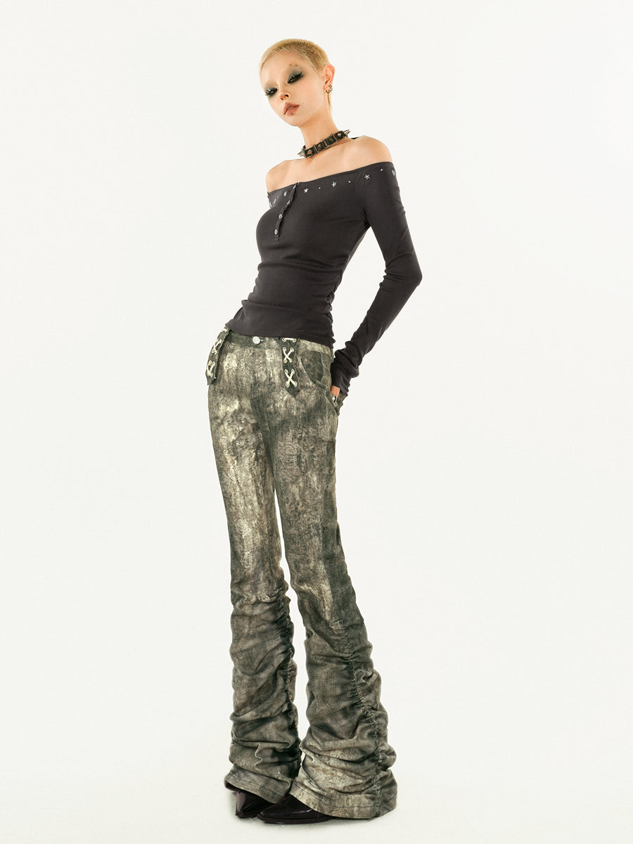 【25s Feb.】Retro Punk Distressed Ink-splashed Jeans