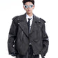 【24s Oct.】Deconstructed Blazer-collar Leather Biker Jacket