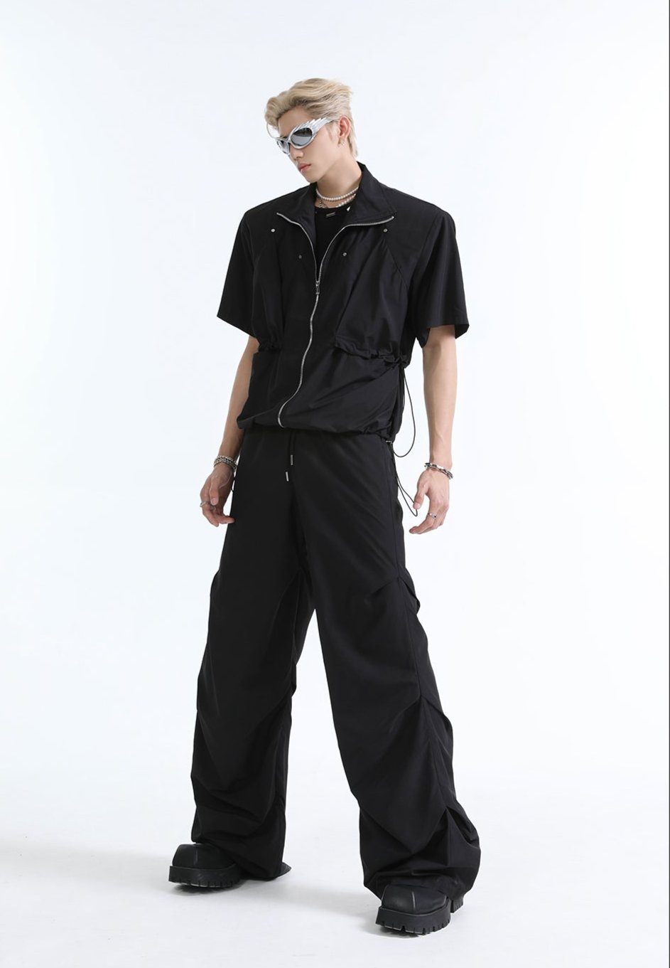 【24s Sep.】Deconstructed Split Zipper Short-sleeved Shirt + Casual Pants ArtsKoreanMan