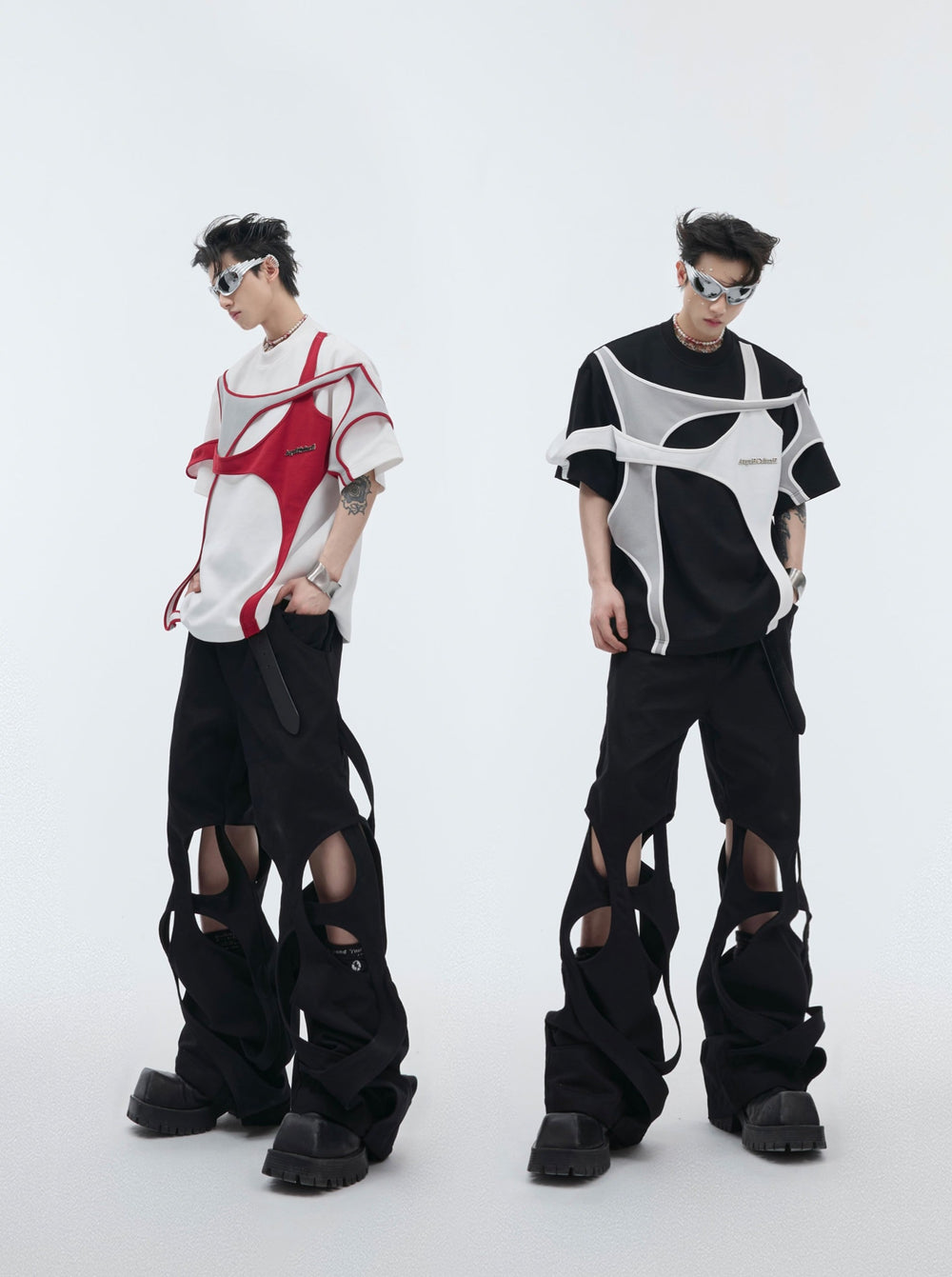 【24s April.】Double Layer Patchwork Design T-shirt ArtsKoreanMan