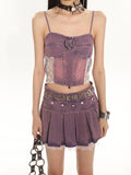 【24s July.】Hot Girl Lace Purple Denim Vest + Short Skirt ArtsKoreanMan