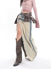 【24s April.】Distressed Raw Edge Gradient Denim Skirt ArtsKoreanMan