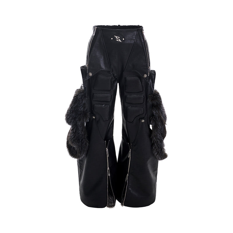 【24s Dec.】Removable Fur Patchwork PU Leather Pants ArtsKoreanMan