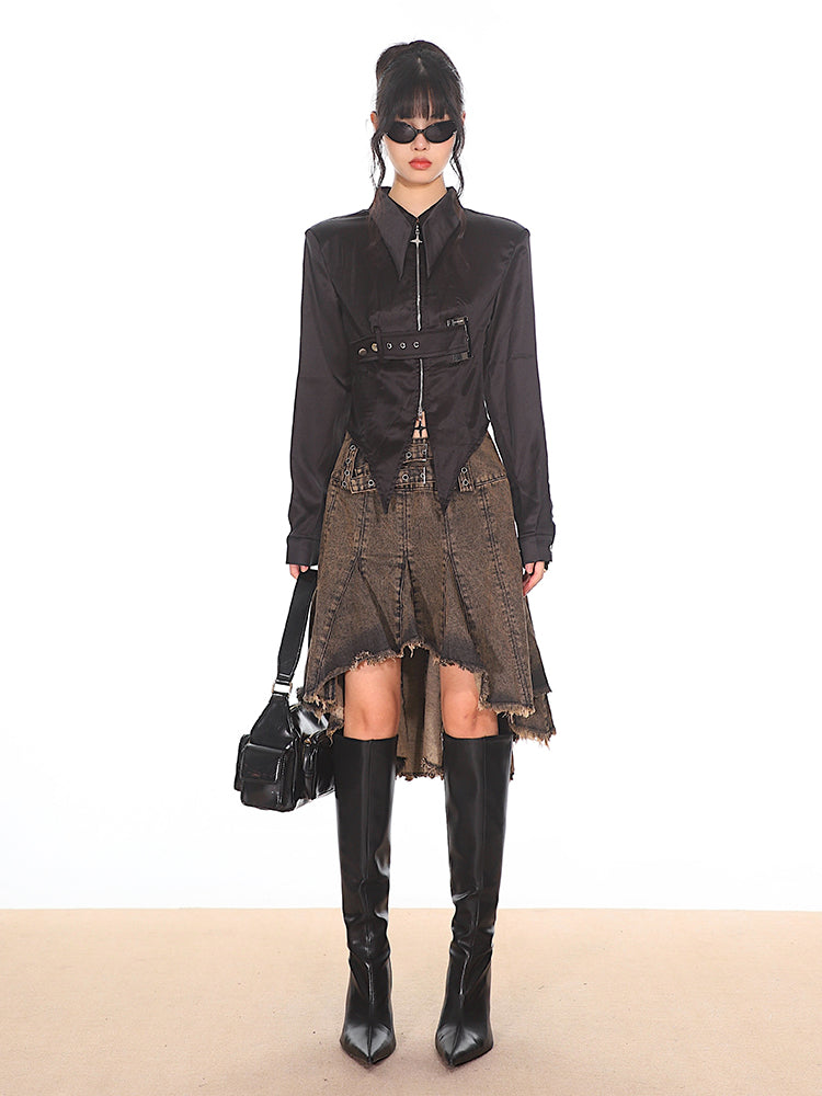 【24s Oct.】Hot Girl Metal Button Satin Shirt ArtsKoreanMan