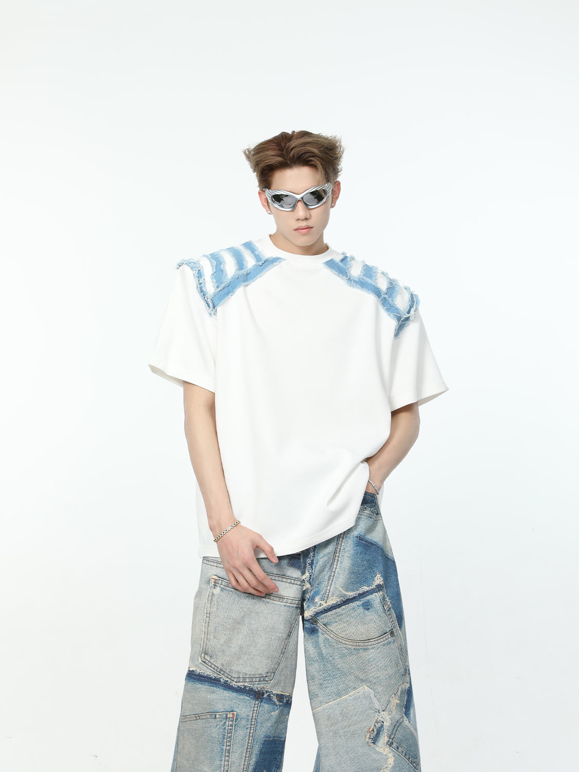 【24s May.】High Street Contrast Color Splicing Simple T-Shirt