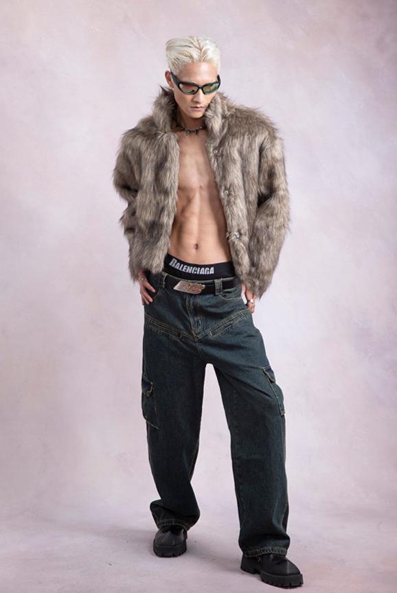 【24s Dec.】Eco-friendly Fur Short Vintage Plush Jacket ArtsKoreanMan