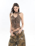 【25s April.】Sexy Leopard Print Halter Neck Halter Top