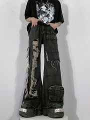 【24s January.】Retro Ripped Multi-pocket Cargo Jeans ArtsKoreanMan