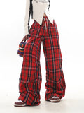 【23s December.】Christmas Red Plaid Casual Drawstring Sweatpants ArtsKoreanMan