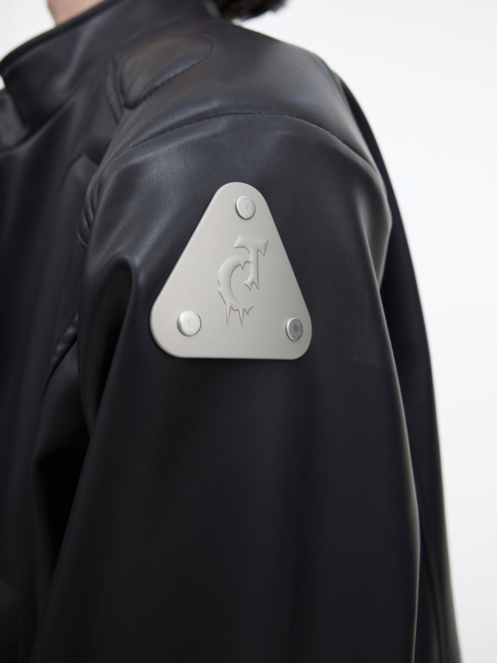 Metallic Logo 3D Deconstructed Leather Jacket – ArtsKoreanMan