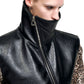 【25s Sep.】High Collar Oblique Zipper PU Leather Vest