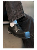 【New】Black Huge Square Toe Leather Shoes ArtsKoreanMan