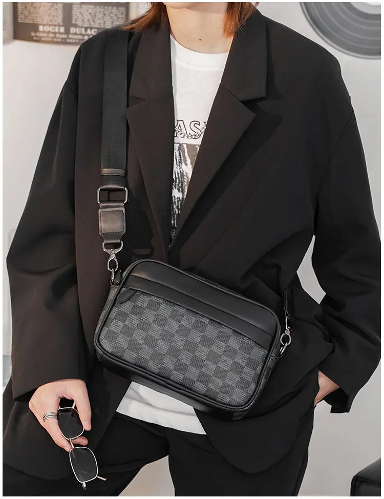 Men's Casual Check Shoulder Bag ArtsKoreanMan