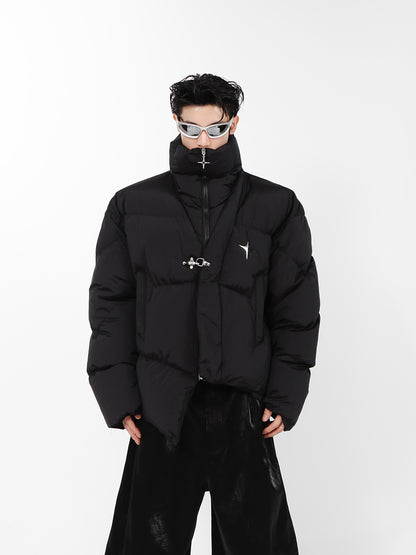 High Neck Asymmetrical Design Winter Coat