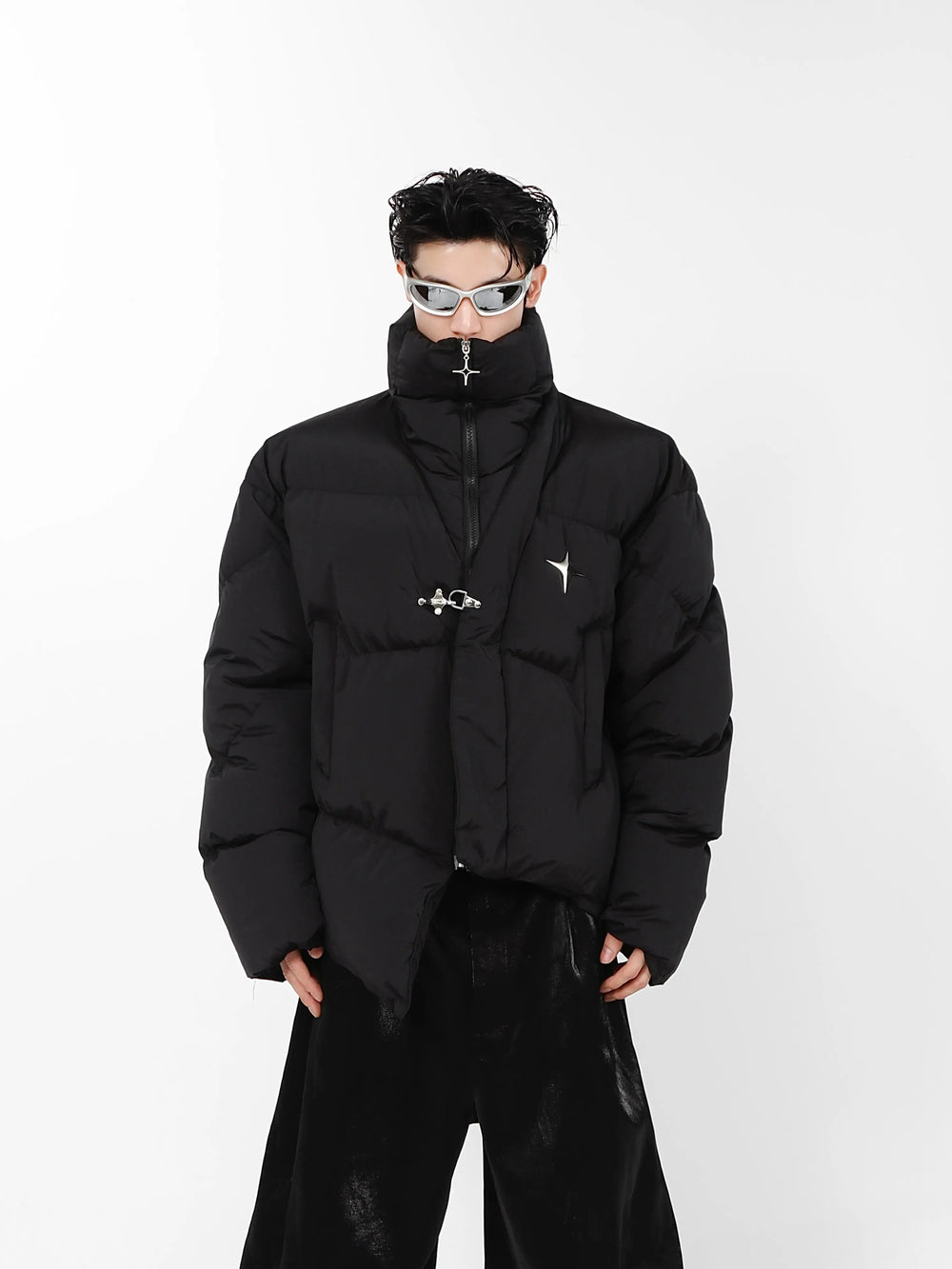High Neck Asymmetrical Design Winter Coat ArtsKoreanMan