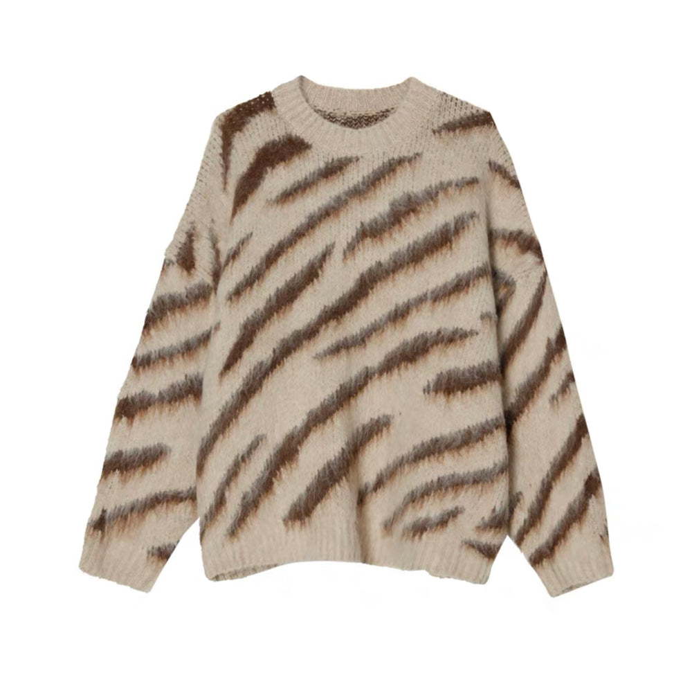 Irregular Contrast Color Crew Neck Sweater ArtsKoreanMan