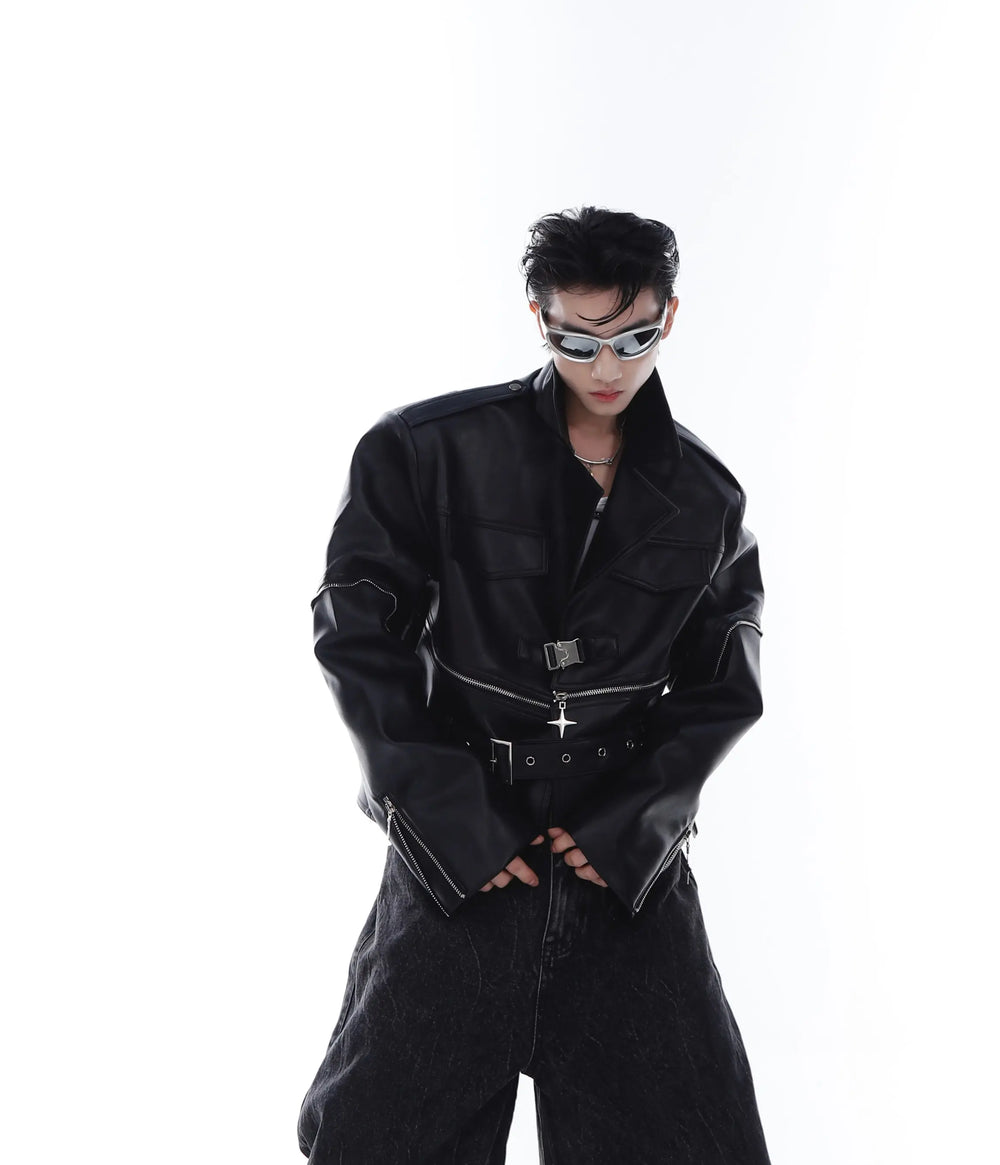 【23s Feb.】Zipped Surround PU Leather Jacket ArtsKoreanMan