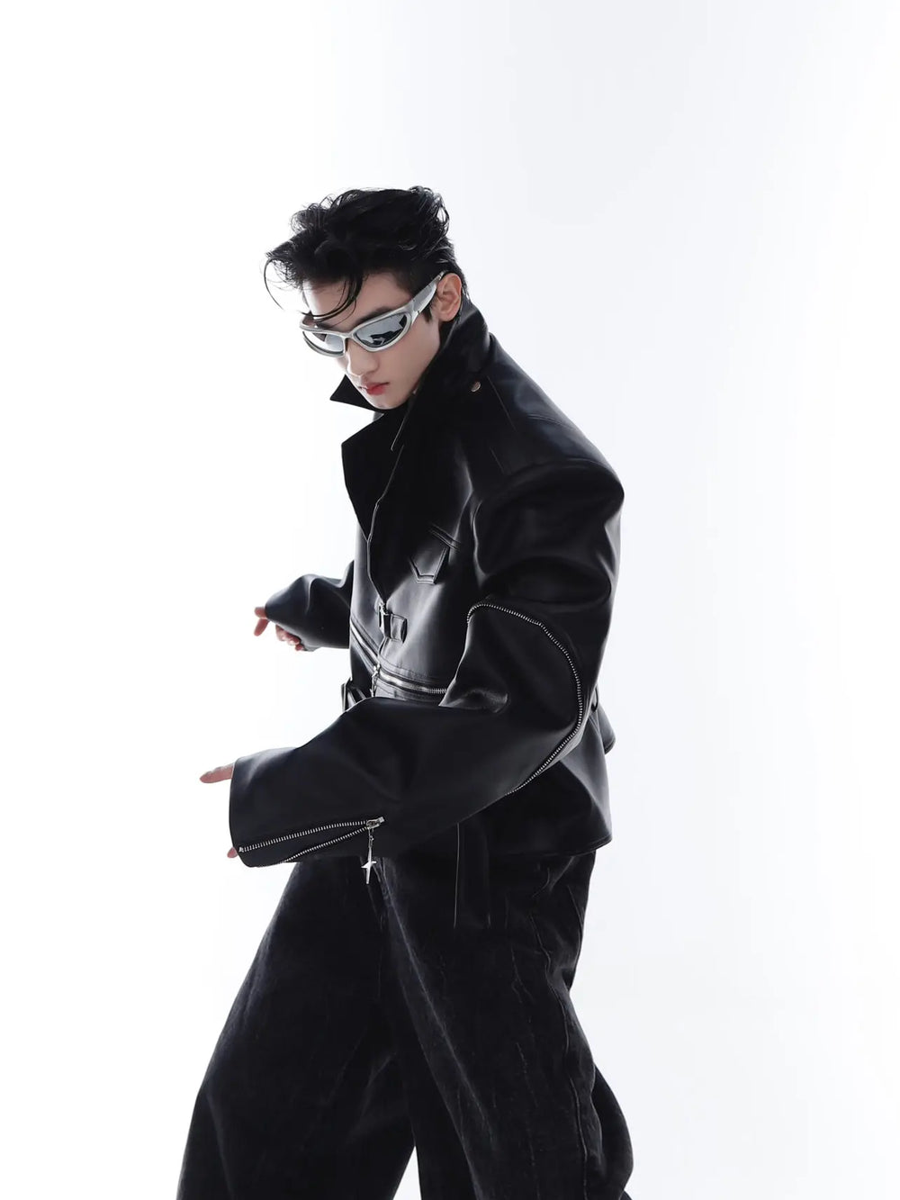 【23s Feb.】Zipped Surround PU Leather Jacket ArtsKoreanMan