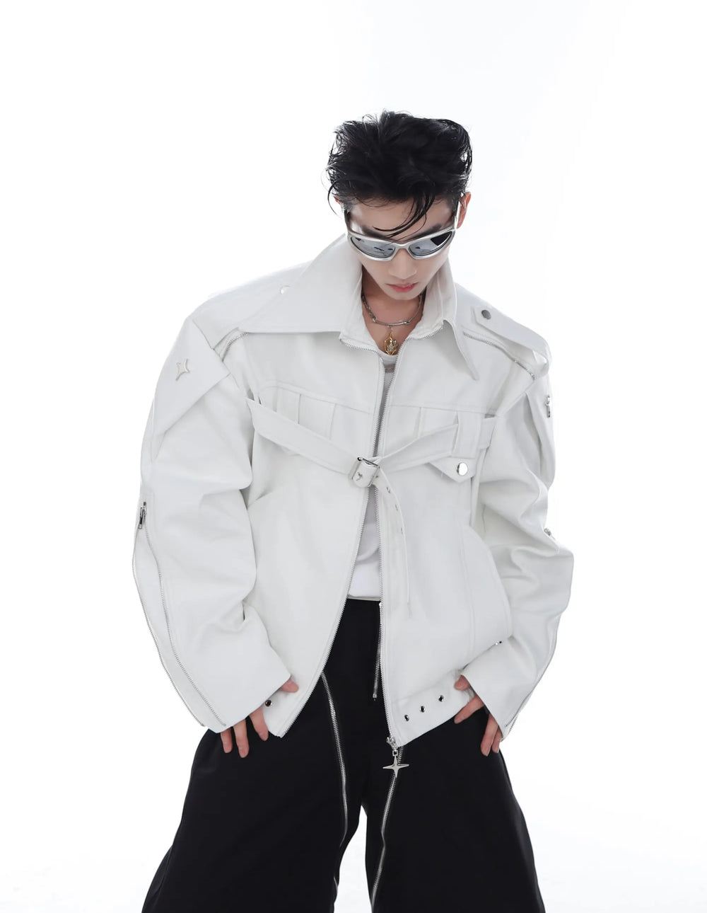 【23s Feb.】Button and Zip Leather Jacket ArtsKoreanMan