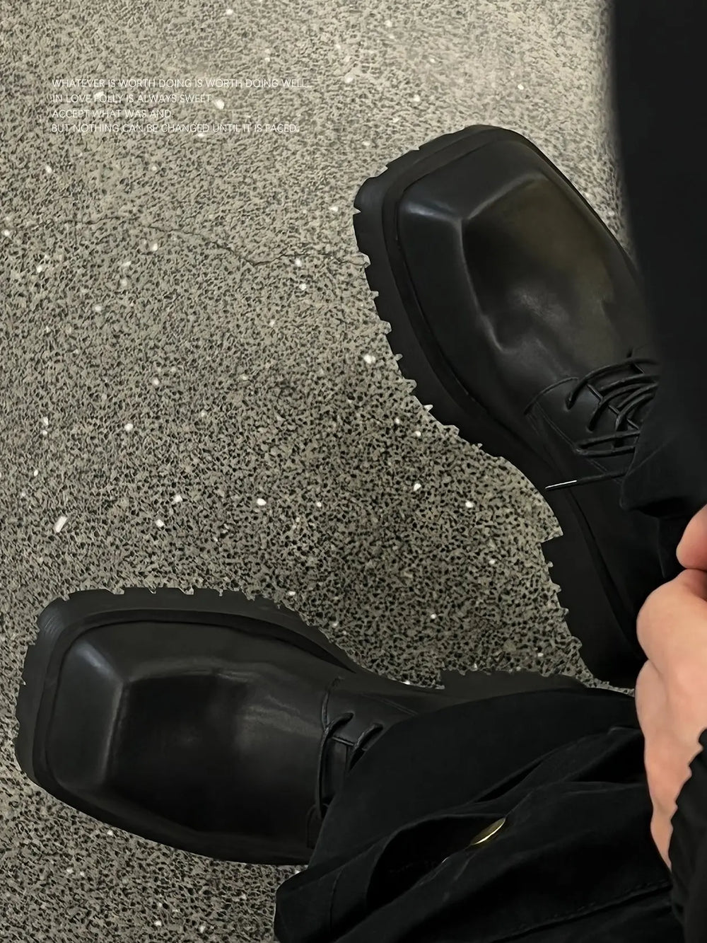 【Hot!】Short Square Toe Leather Shoes ArtsKoreanMan