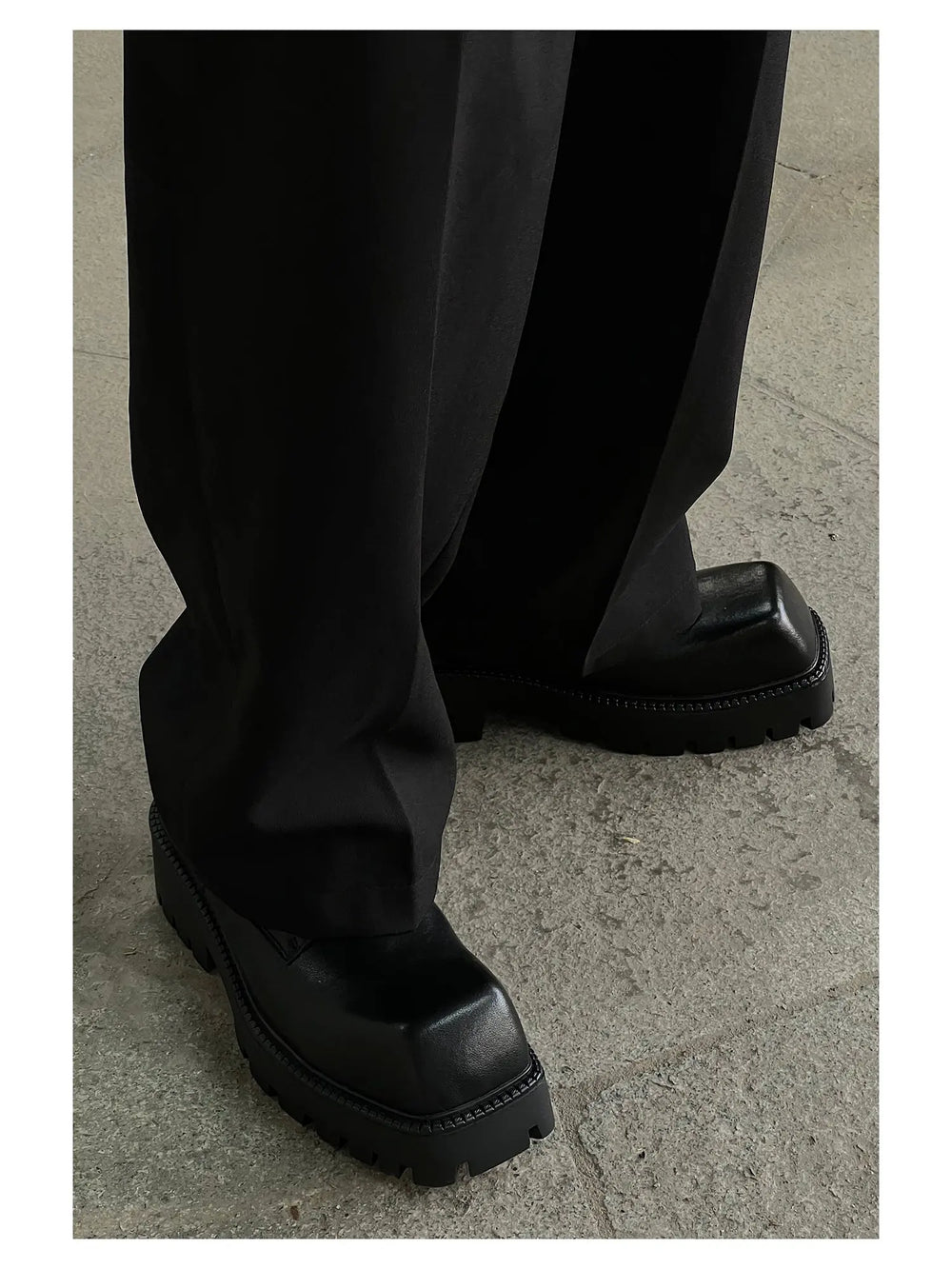 【HOT!】Square Toe Platform Leather Shoes ArtsKoreanMan