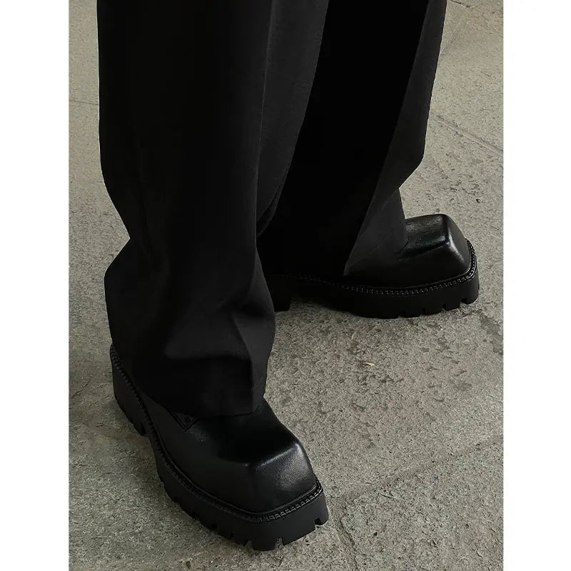 【HOT!】Square Toe Platform Leather Shoes ArtsKoreanMan