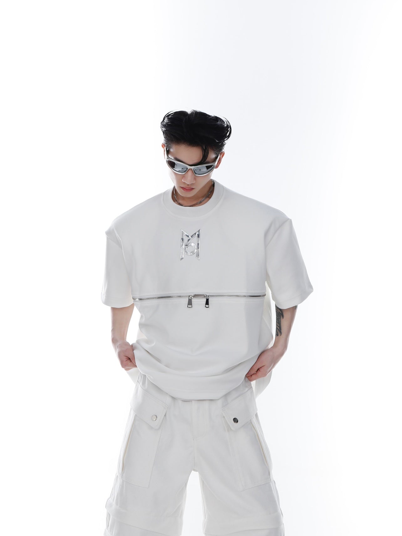 【23s Feb.】Shoulder Padded Cross-Cut with Zip Shirt