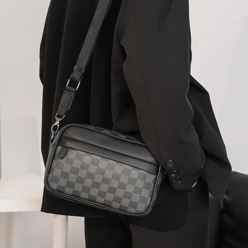 Men's Casual Check Shoulder Bag ArtsKoreanMan
